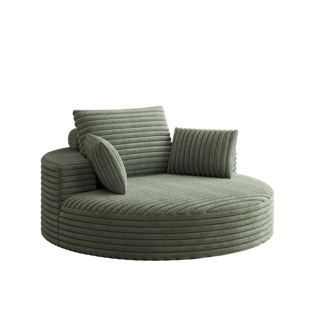 Fauteuil pivotant simple en velours côtelé et chenille avec rembourrage en mousse