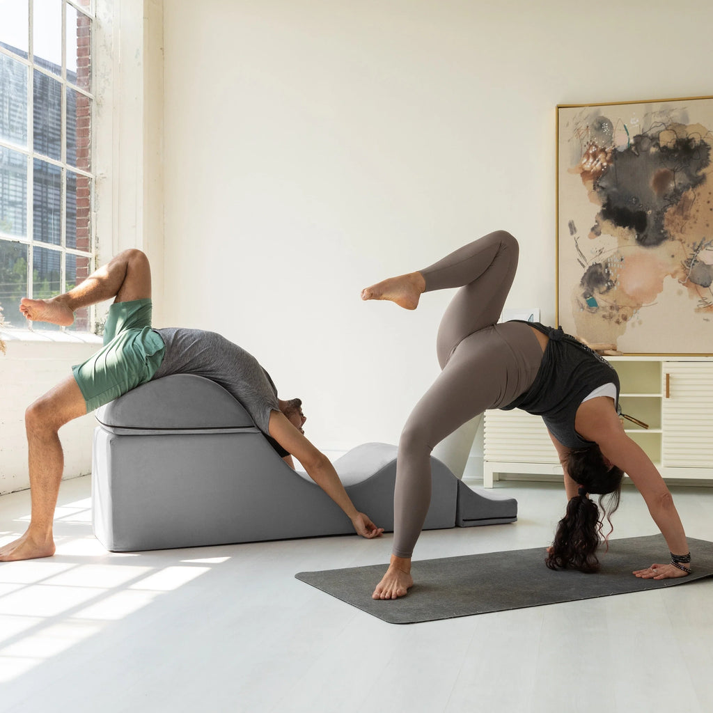 Avana Kami Chaise convertible / Yoga & Massage - Pouf 2 en 1 avec chaise longue de yoga escamotable, Microvelours - N/A
