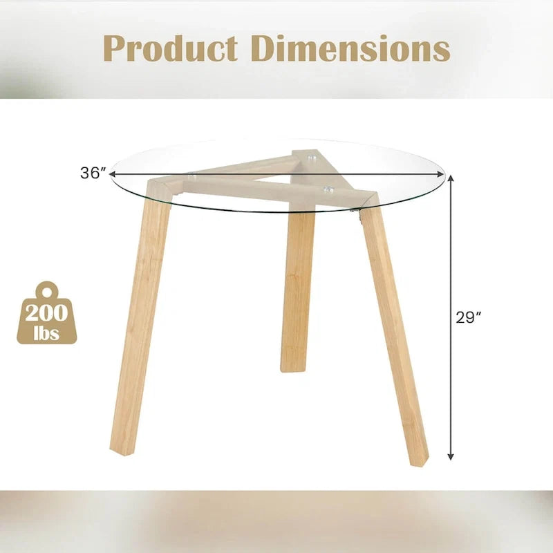 Table de salle à manger ronde en verre Costway 36" pour 4 personnes avec plateau en verre trempé - Voir détails