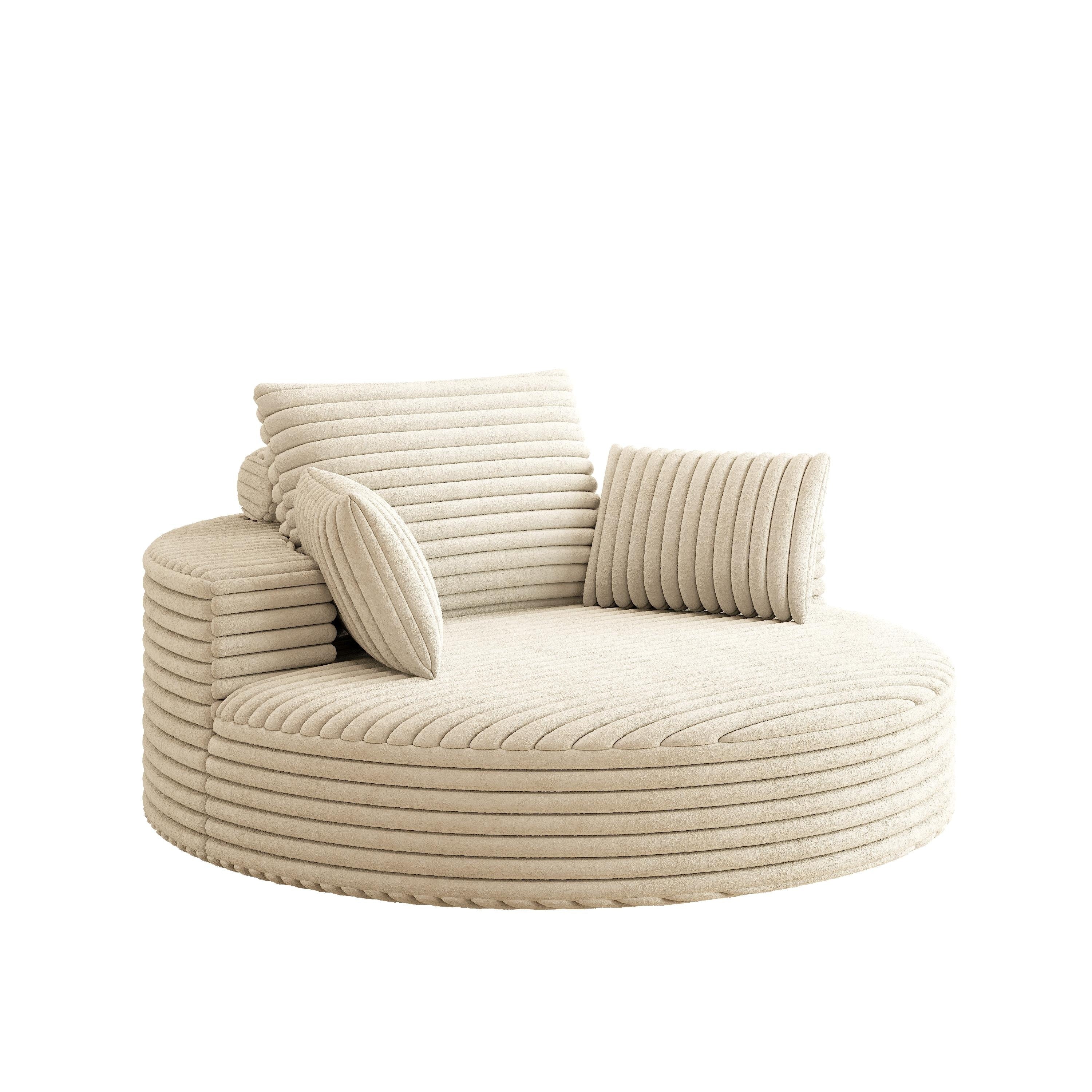 Fauteuil pivotant simple en velours côtelé et chenille avec rembourrage en mousse