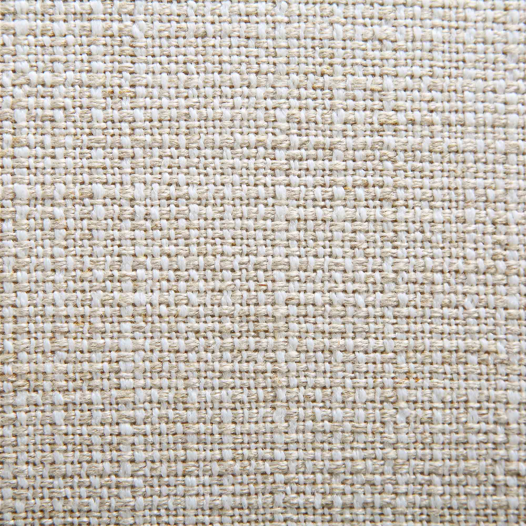 Canapé incurvé 3 places avec coussins boules, mélange de lin beige