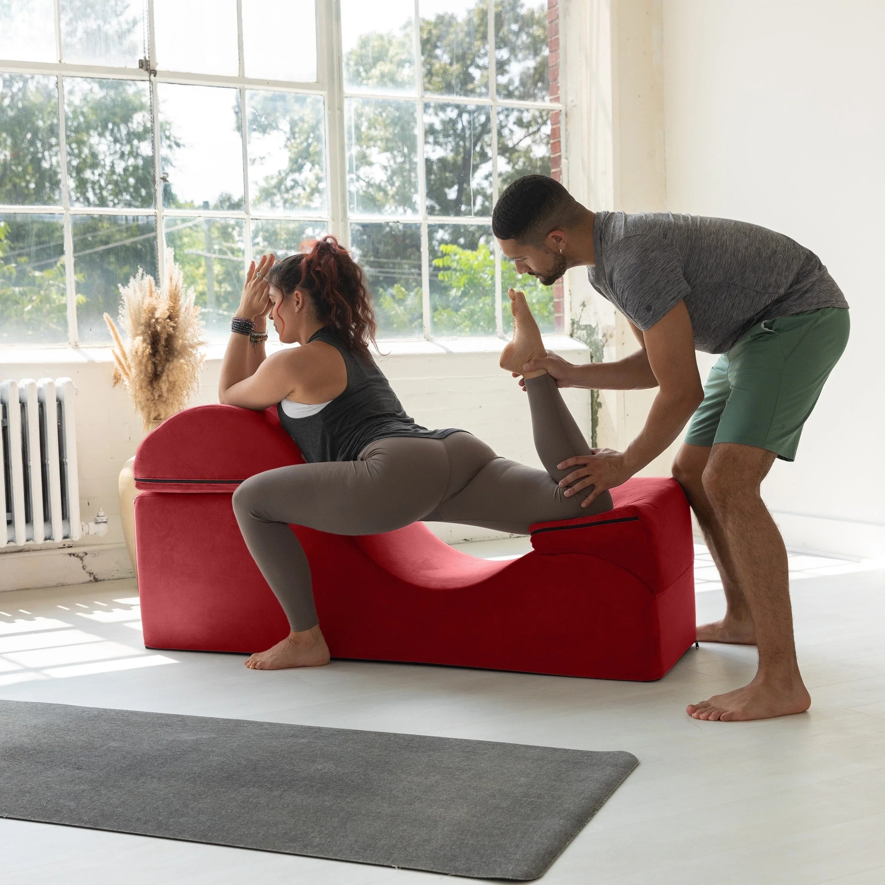 Avana Kami Chaise convertible / Yoga & Massage - Pouf 2 en 1 avec chaise longue de yoga escamotable, Microvelours - N/A