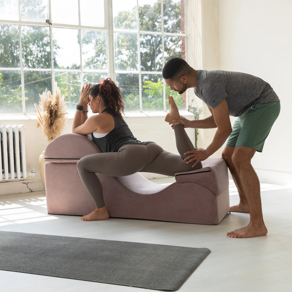 Avana Kami Chaise convertible / Yoga & Massage - Pouf 2 en 1 avec chaise longue de yoga escamotable, Microvelours - N/A