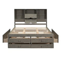 Lit plateforme King Size avec tête de lit de rangement et 8 tiroirs