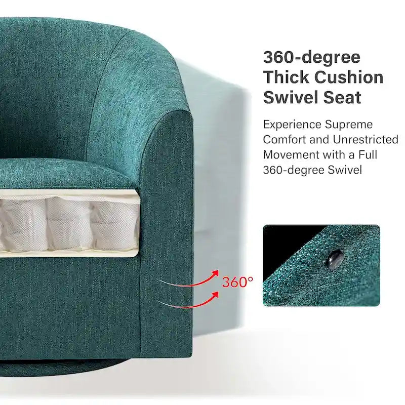 Fauteuil Cuenca moderne en tissu avec piètement pivotant