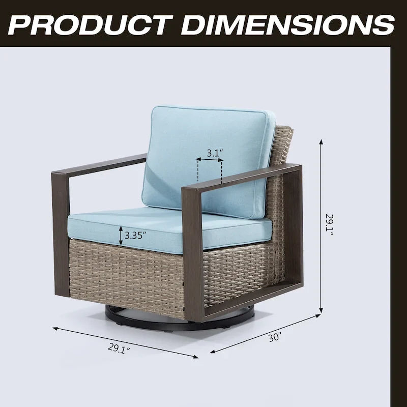 Fauteuil à bascule d'extérieur Cozywor en osier 2 pièces avec structure métallique et coussins