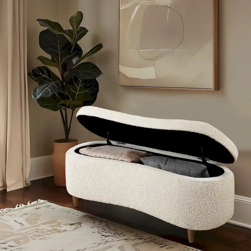 Banc de rangement rabattable INK+IVY Bailey Taupe Boucle